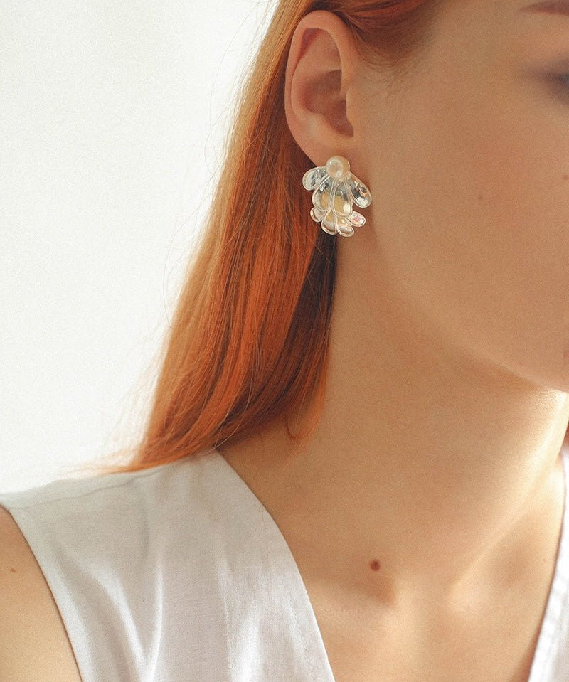 Ethnic Style Double Soma Flowers Pearl Earrings - floysun