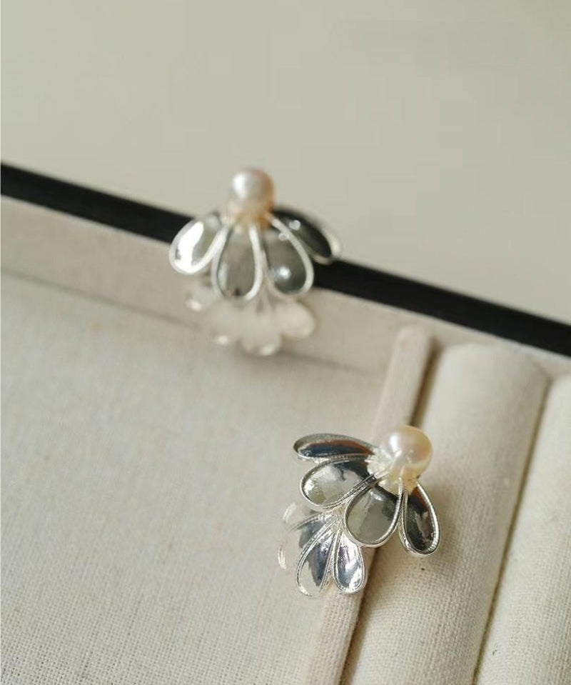 Ethnic Style Double Soma Flowers Pearl Earrings - floysun