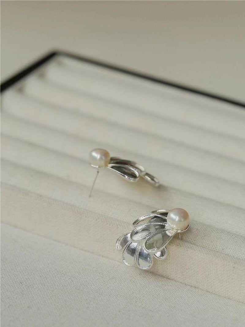 Ethnic Style Double Soma Flowers Pearl Earrings - floysun