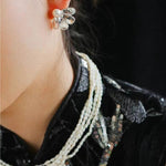 Ethnic Style Single Soma Flower Pearl Earrings - floysun