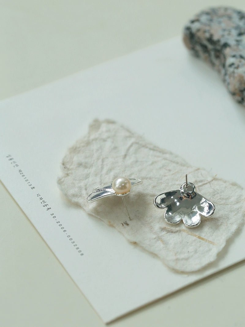 Ethnic Style Single Soma Flower Pearl Earrings - floysun