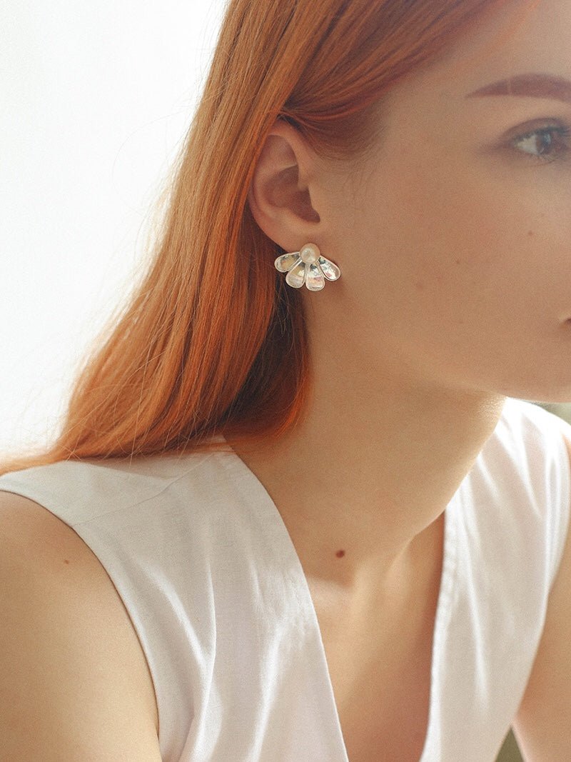 Ethnic Style Single Soma Flower Pearl Earrings - floysun