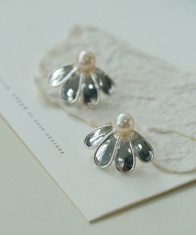 Ethnic Style Single Soma Flower Pearl Earrings - floysun