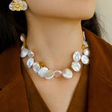 Exaggerated Large Petal Baroque Pearls Necklace - floysun