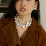 Exaggerated Large Petal Baroque Pearls Necklace - floysun