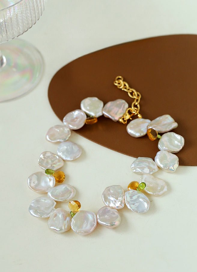 Exaggerated Large Petal Baroque Pearls Necklace - floysun