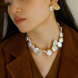 Exaggerated Large Petal Baroque Pearls Necklace - floysun