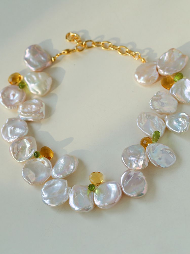 Exaggerated Large Petal Baroque Pearls Necklace - floysun