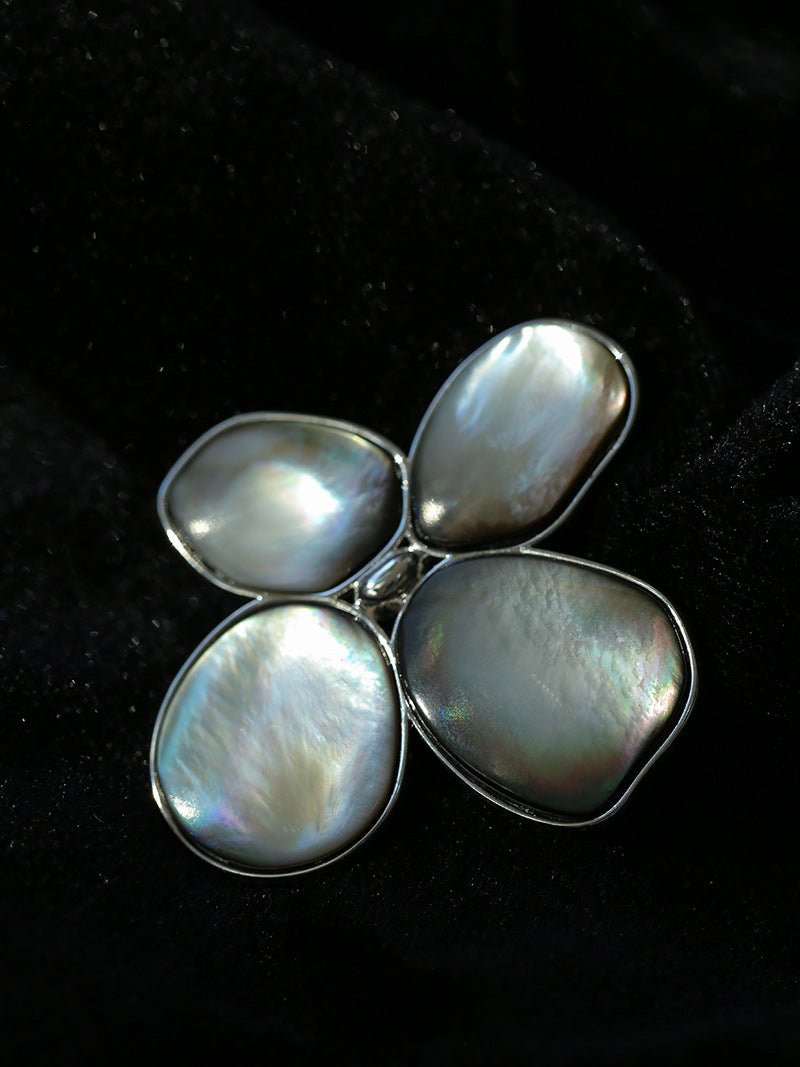 Exquisite Natural Black Mother - of - Pearl Lilac Flower Brooch - floysun