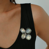 Exquisite Natural Black Mother - of - Pearl Lilac Flower Brooch - floysun