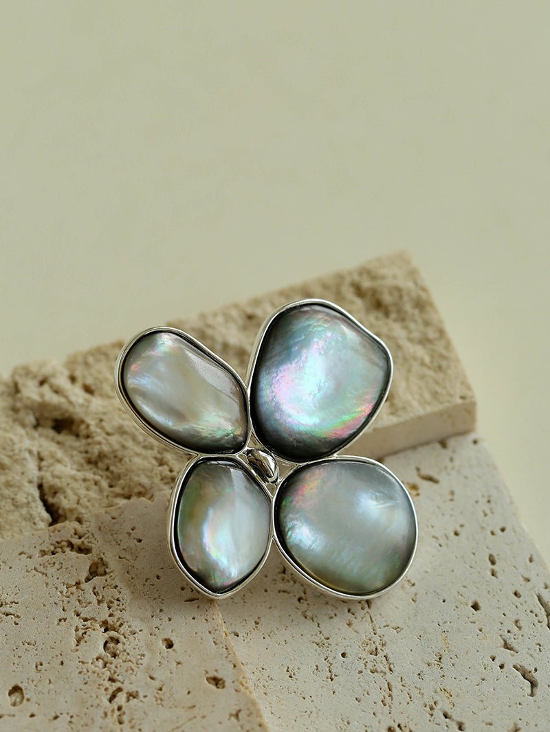 Exquisite Natural Black Mother - of - Pearl Lilac Flower Brooch - floysun