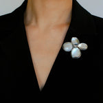 Exquisite Natural Black Mother - of - Pearl Lilac Flower Brooch - floysun