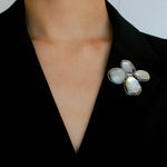 Exquisite Natural Black Mother - of - Pearl Lilac Flower Brooch - floysun