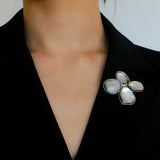 Exquisite Natural Black Mother - of - Pearl Lilac Flower Brooch - floysun