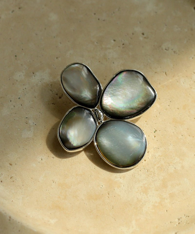 Exquisite Natural Black Mother - of - Pearl Lilac Flower Brooch - floysun