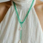 Extra - Long Green Agates Double Baroque Pearl Necklaces - floysun