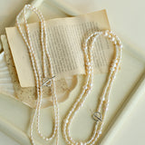 Daily Versatile Long Rice Pearl Necklace