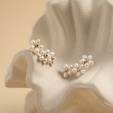 Falling Petals Series Narcissus Pearl Stud Earrings - floysun