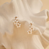 Falling Petals Series Narcissus Pearl Stud Earrings - floysun