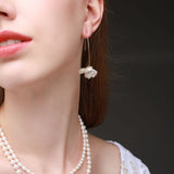 Falling Petals Series Petal Baroque Pearl Earrings - floysun