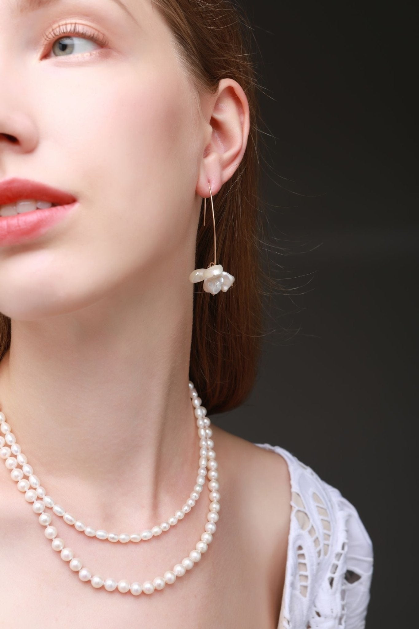 Falling Petals Series Petal Baroque Pearl Earrings - floysun