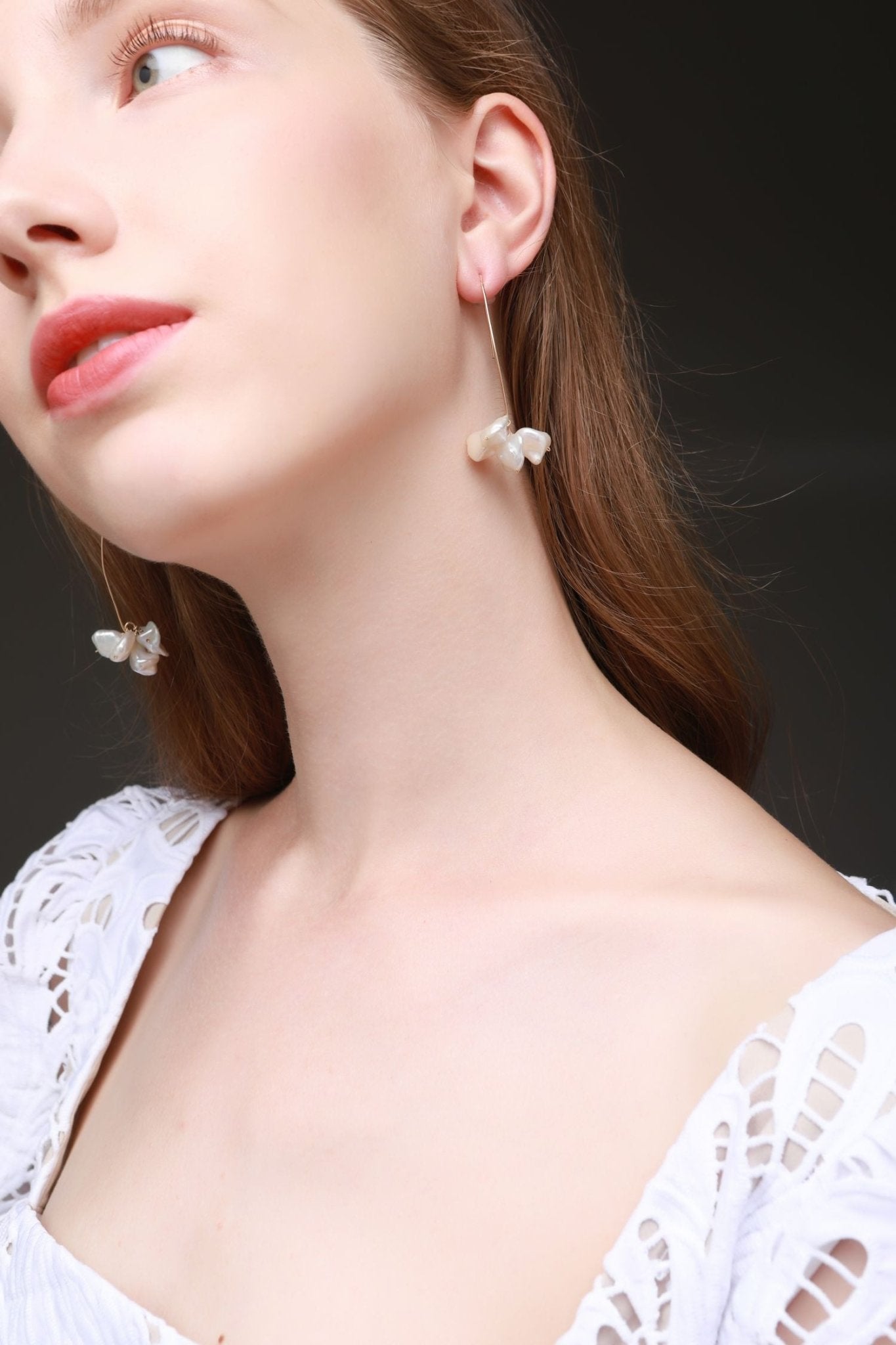 Falling Petals Series Petal Baroque Pearl Earrings - floysun