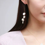 Falling Petals Series Quadruple Petal Baroque Pearl Dangle Earrings - floysun