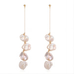 Falling Petals Series Quadruple Petal Baroque Pearl Dangle Earrings - floysun