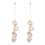 Falling Petals Series Quadruple Petal Baroque Pearl Dangle Earrings - floysun