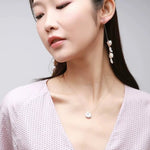 Falling Petals Series Quadruple Petal Baroque Pearl Dangle Earrings - floysun