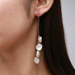 Falling Petals Series Quadruple Petal Baroque Pearl Dangle Earrings - floysun