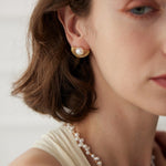 Fan - Shaped Pearl Stud Earrings - floysun