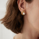 Fan - Shaped Pearl Stud Earrings - floysun