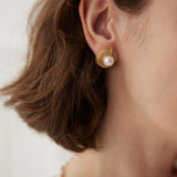 Fan - Shaped Pearl Stud Earrings - floysun