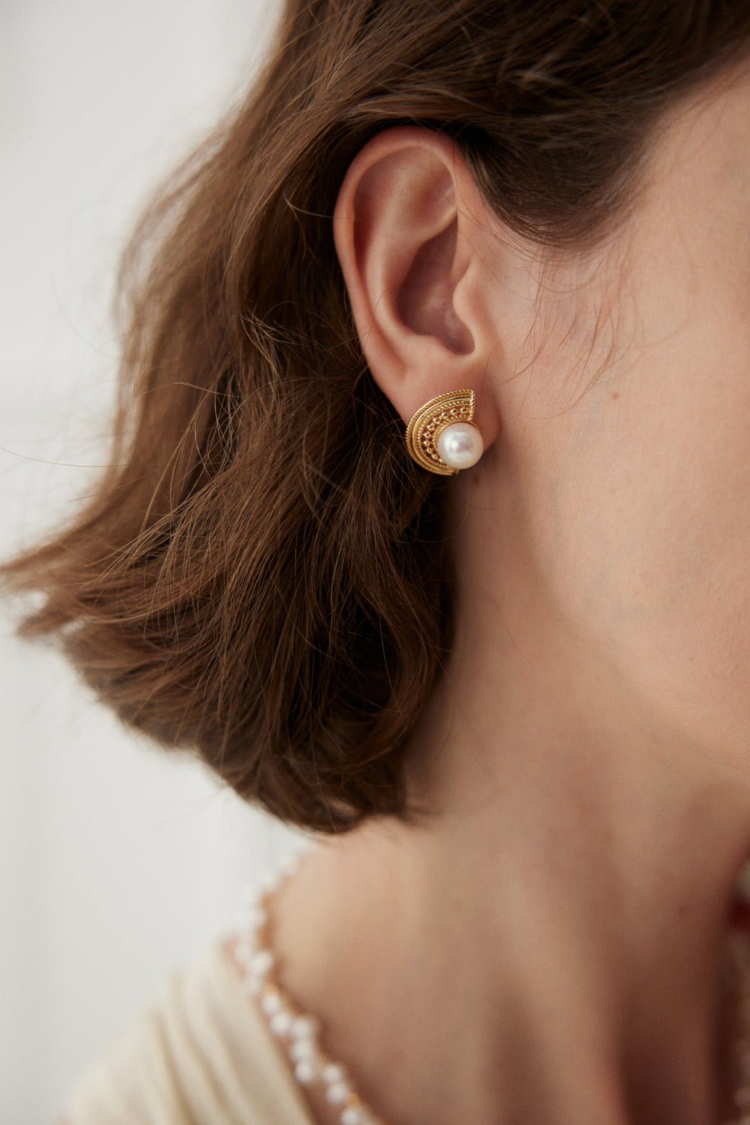 Fan - Shaped Pearl Stud Earrings - floysun