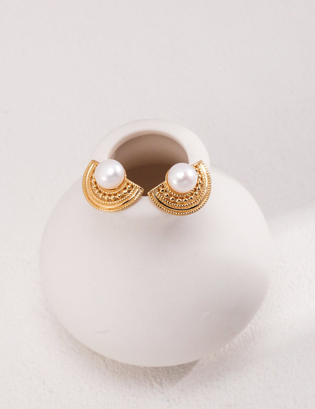 Fan - Shaped Pearl Stud Earrings - floysun