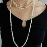 Fashion Freshwater Pearl Long Silver Necklace - floysun