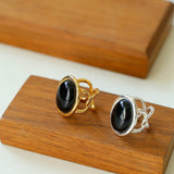 Fashion Oval Black Agate Open Ring - floysun