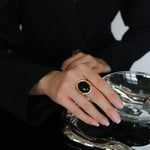 Fashion Oval Black Agate Open Ring - floysun