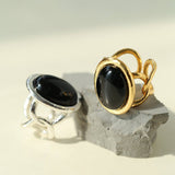 Fashion Oval Black Agate Open Ring - floysun