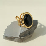 Fashion Oval Black Agate Open Ring - floysun