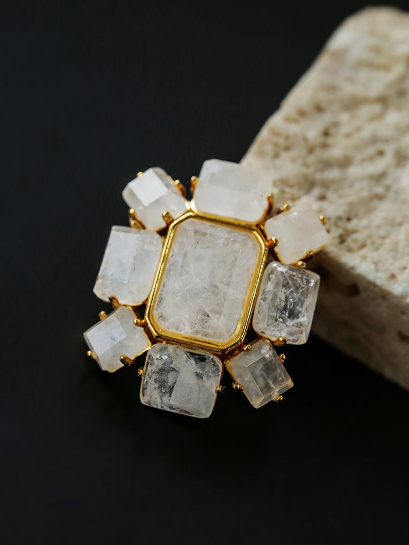 Fashion Rock Sugar White Crystal Brooch - floysun