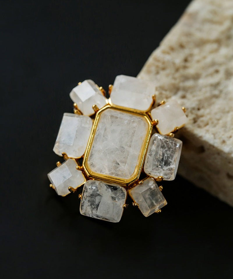 Fashion Rock Sugar White Crystal Brooch - floysun