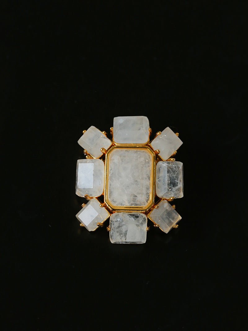 Fashion Rock Sugar White Crystal Brooch - floysun