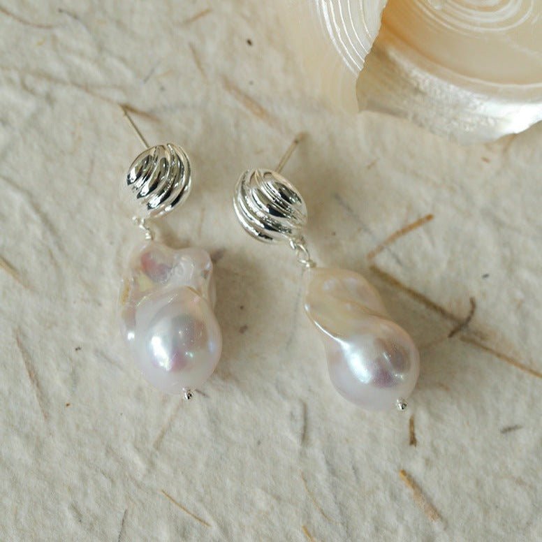 Fashion Shell Baroque Pearl Drop Earrings - floysun