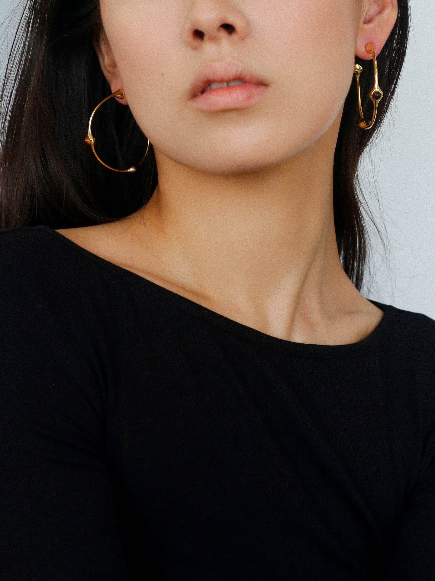 Fashion Tiger Eye Red Agate Hoop Earrings - floysun