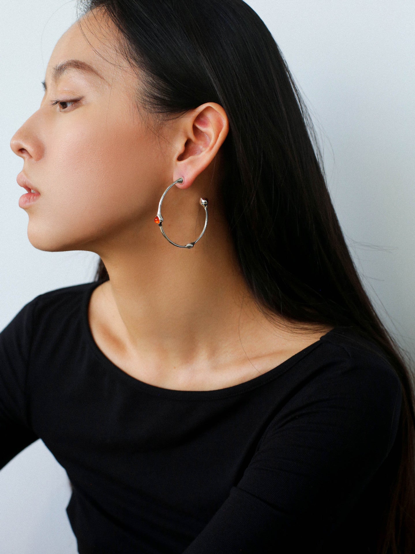 Fashion Tiger Eye Red Agate Hoop Earrings - floysun