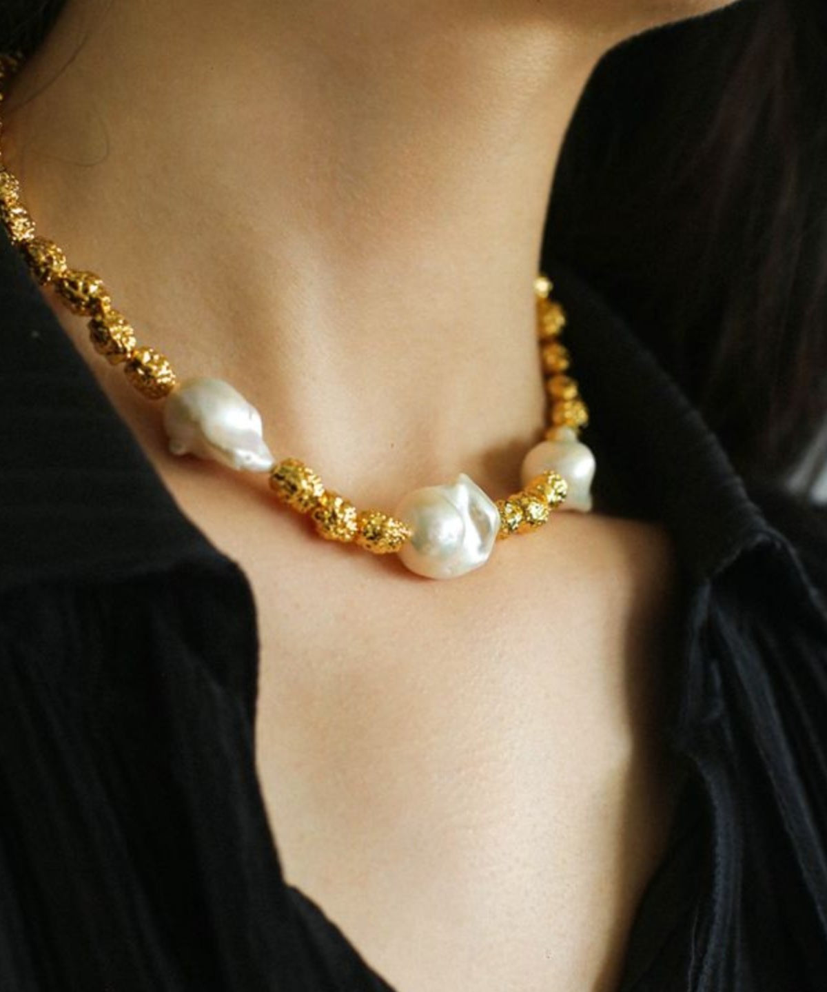 Fashionable Metallic Baroque Pearl Necklaces A Style - floysun