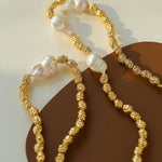 Fashionable Metallic Baroque Pearl Necklaces B Style - floysun