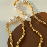 Fashionable Metallic Baroque Pearl Necklaces B Style - floysun